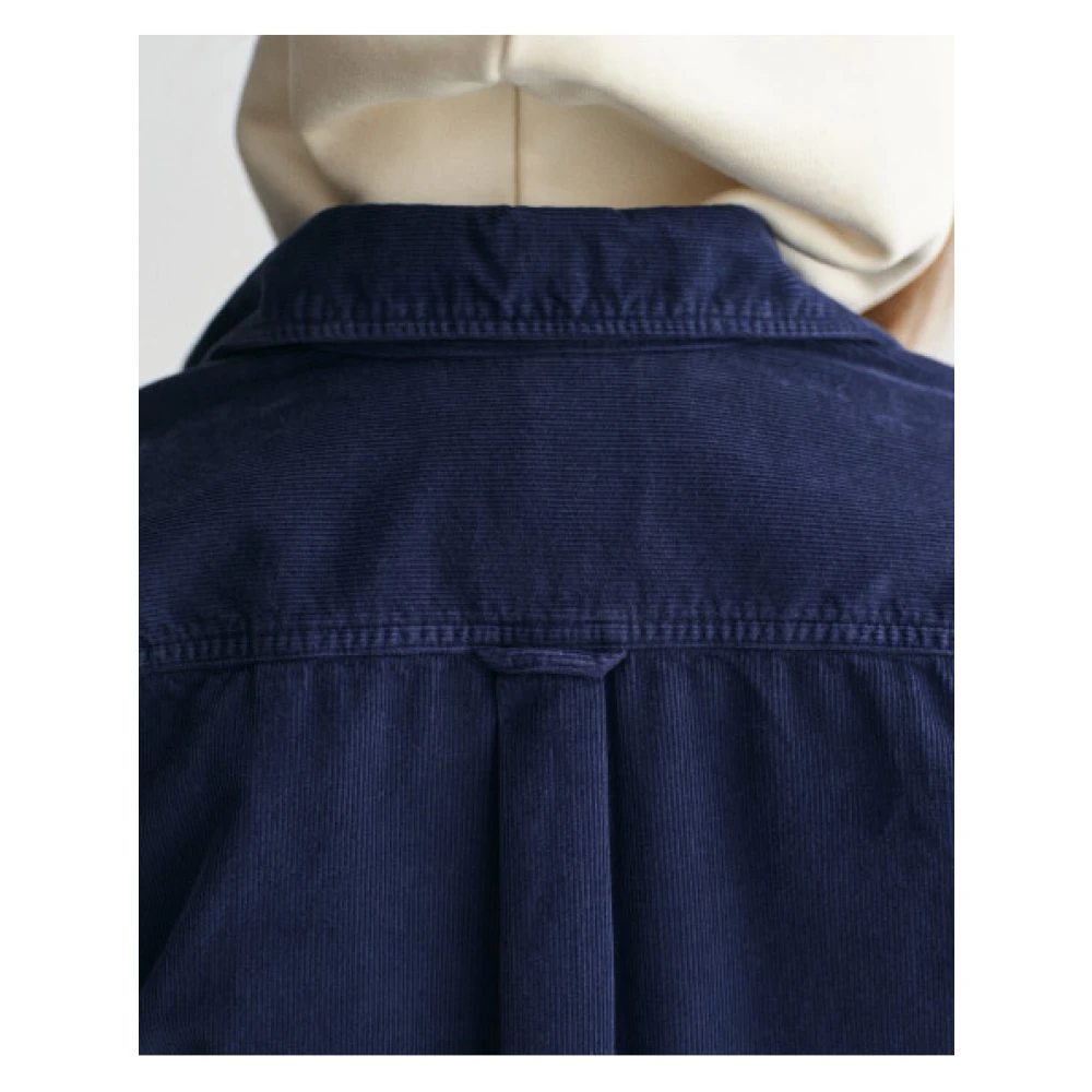 Gant Ribfluwelen Overhemd in Diepe Tint Blue Dames