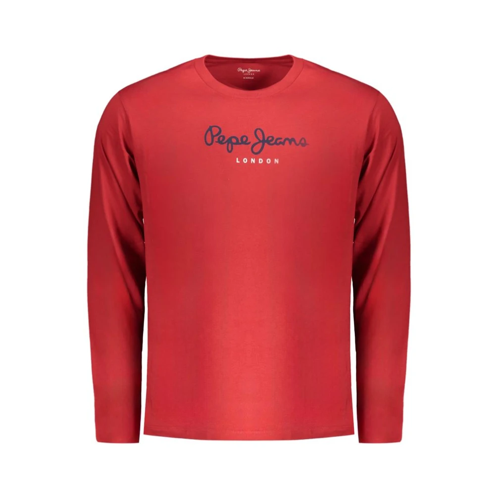 Pepe Jeans Rode Katoenen Longsleeve T-shirt Red Heren