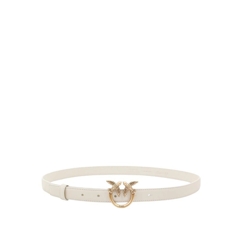Pinko , Belts, Female, White, L, Elegant Love Birds Leather Belt - Image 3