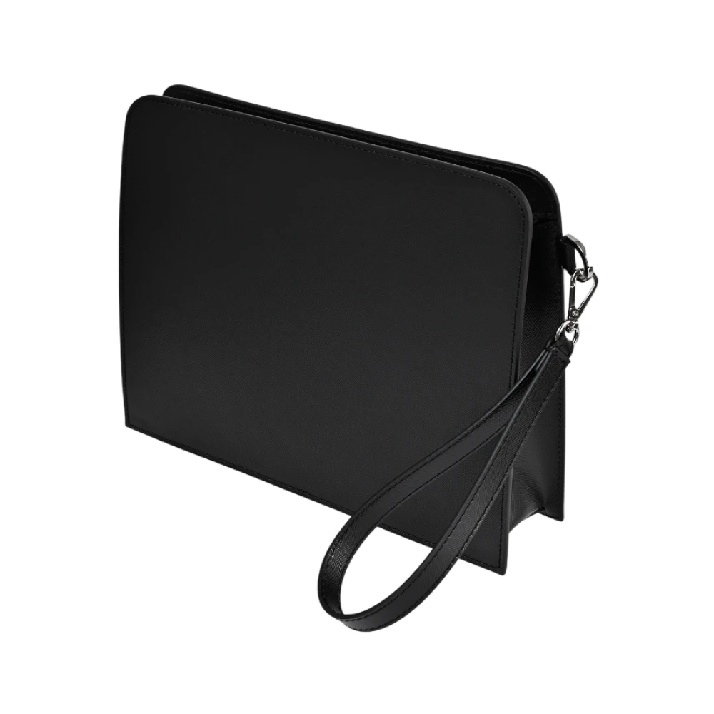 Kiton Elegante Leren Clutch met Afneembare Band Black Dames