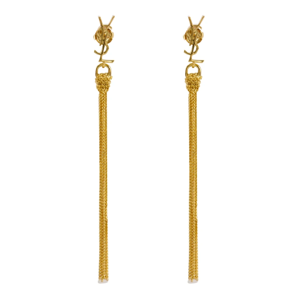 Saint Laurent Yellow Earrings, Female, One Size, Pom Pom Earrings Cassandre Style