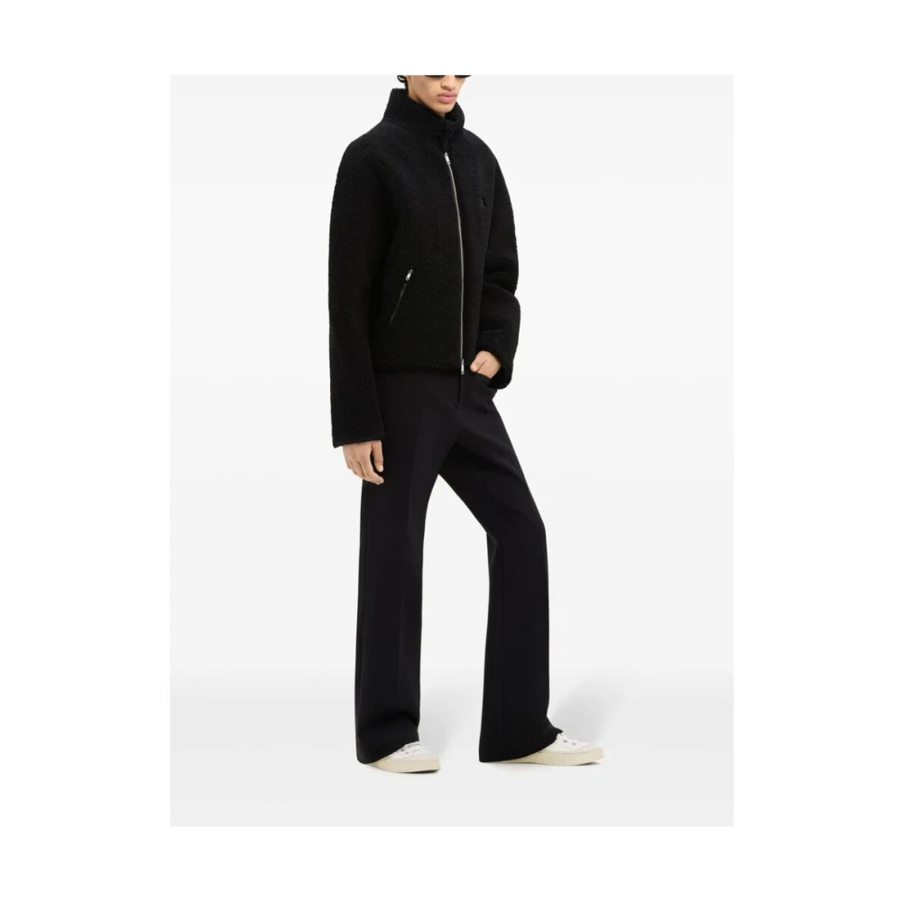 Courrèges Zwarte Fleece Jack met Opstaande Kraag Black Heren