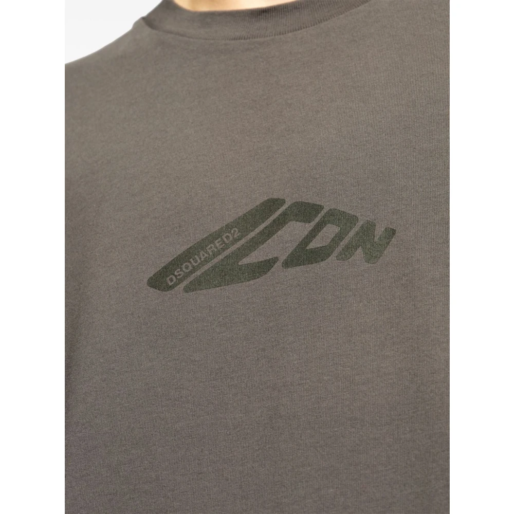 Dsquared2 Grijze T-shirt met Zwarte Voorkant Logo Gray Heren