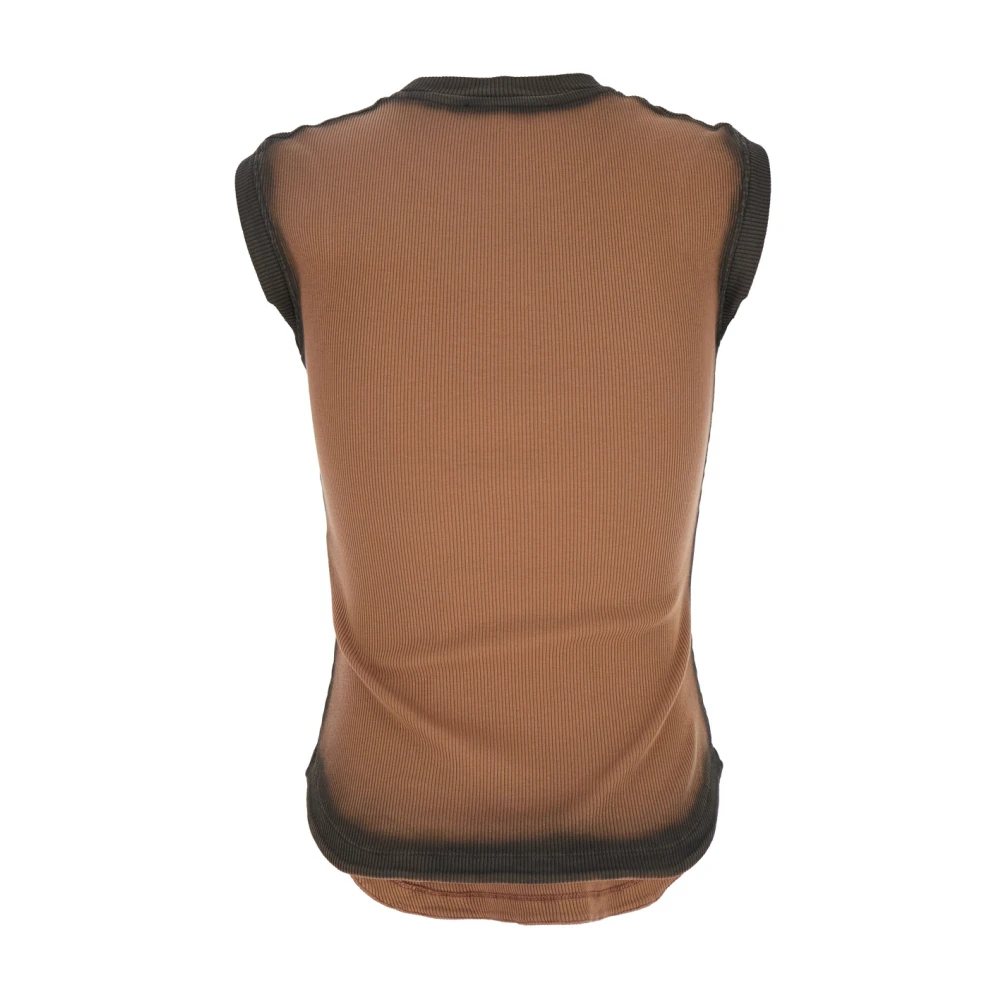 The Attico Beige Crewneck Top met Logo Borduurwerk Beige Dames