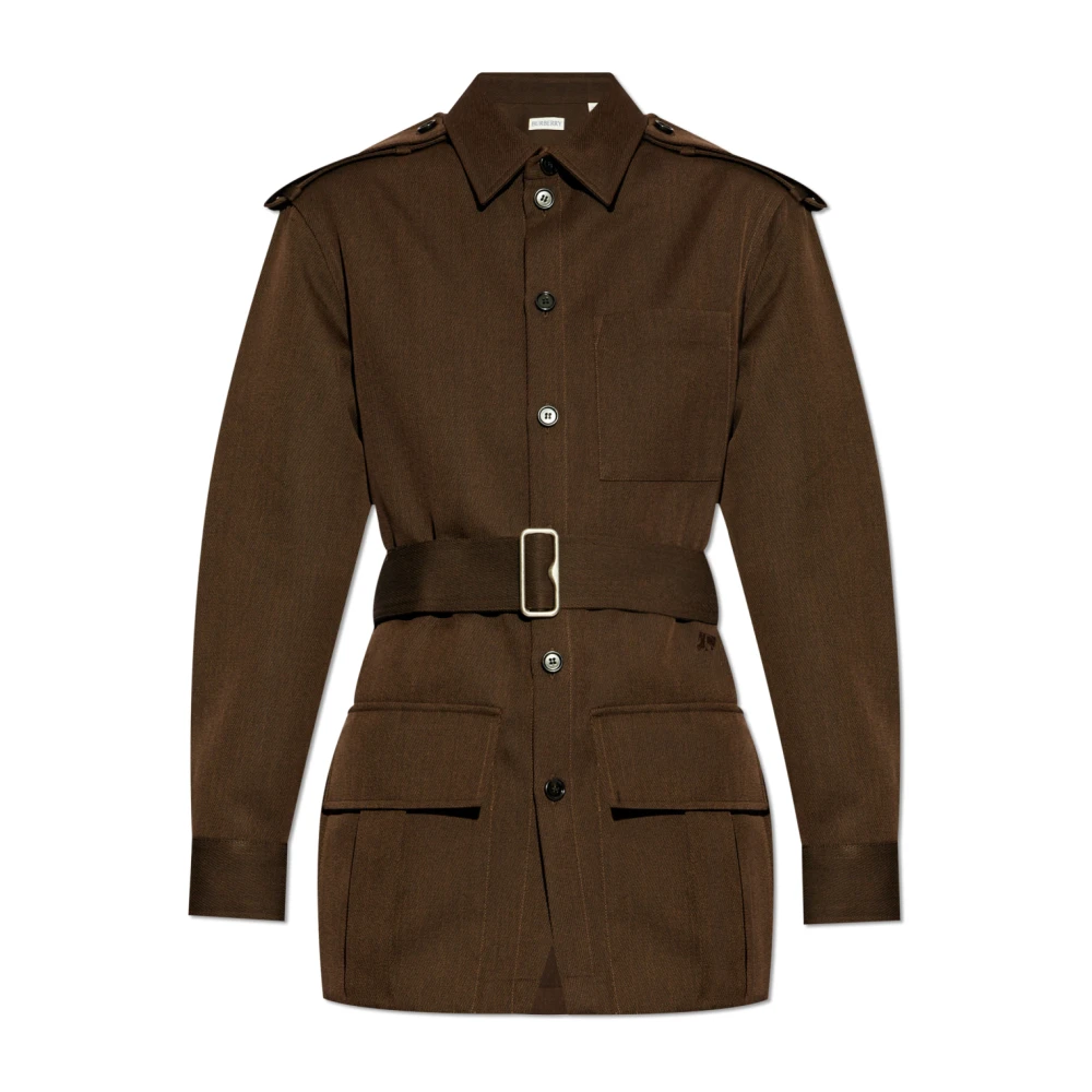 Burberry Wollen shirt met riem Brown Dames