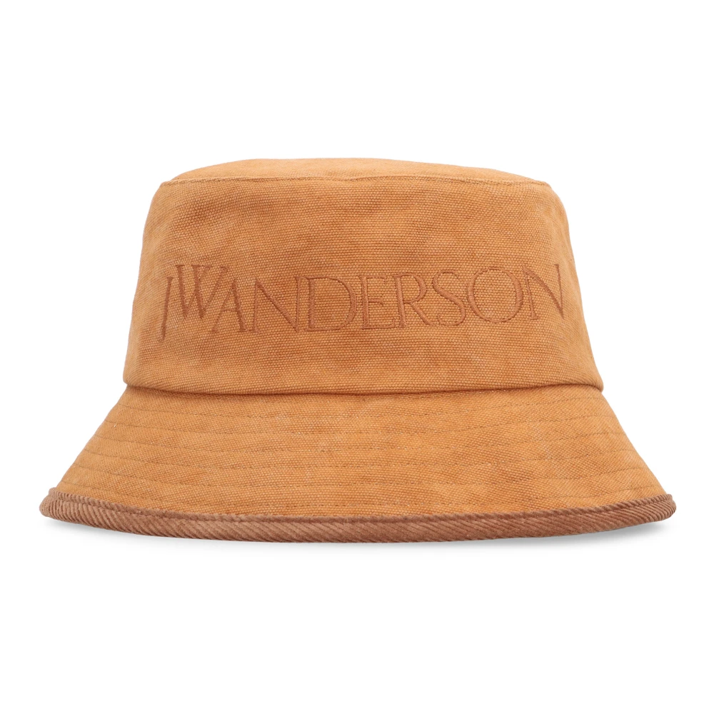 JW Anderson Geborduurde Katoenen Bucket Hoed Brown Dames