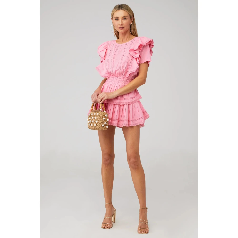 Loveshackfancy Natasha Jurk met Elastische Tailleband Pink Dames