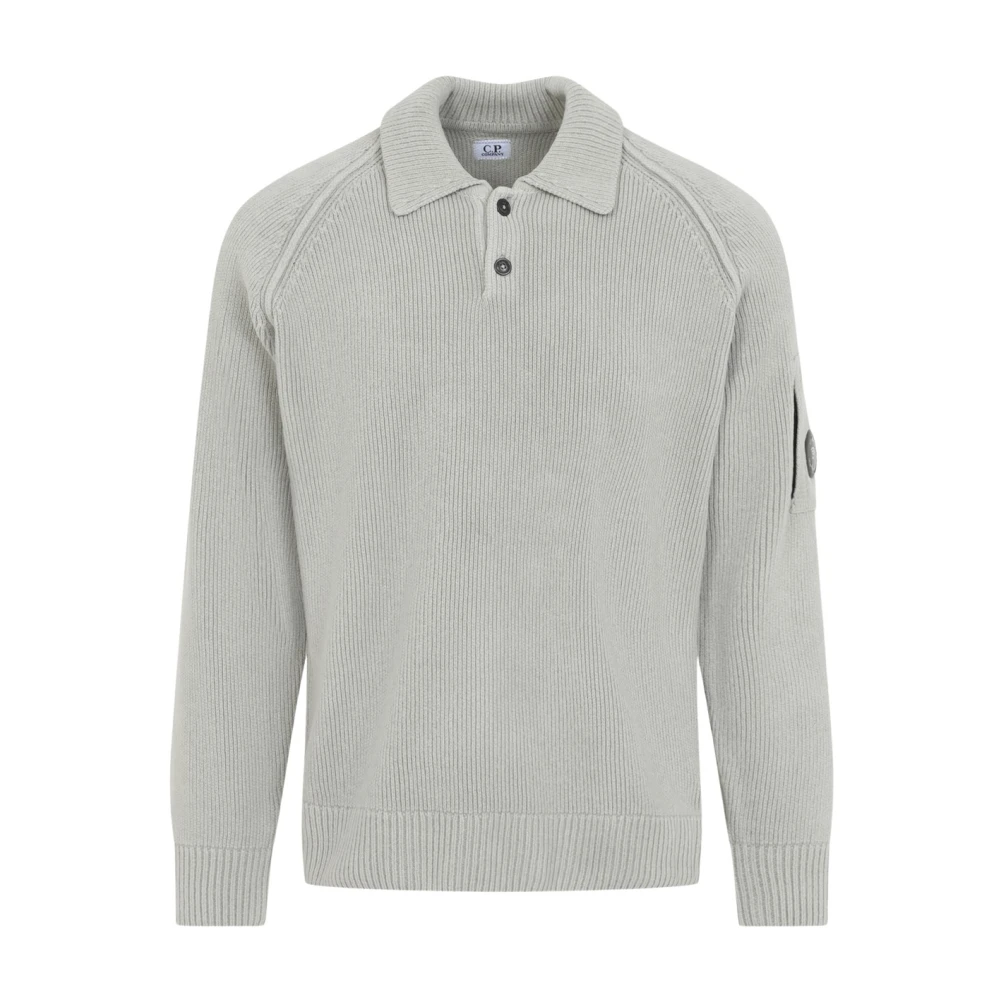 C.p. Company V-Neck Knitwear, Male, Xl, Chenille Polo Gray