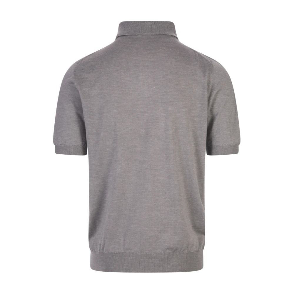 Kiton Luxe Grijs Zijde Blend Polo Shirt Gray Heren