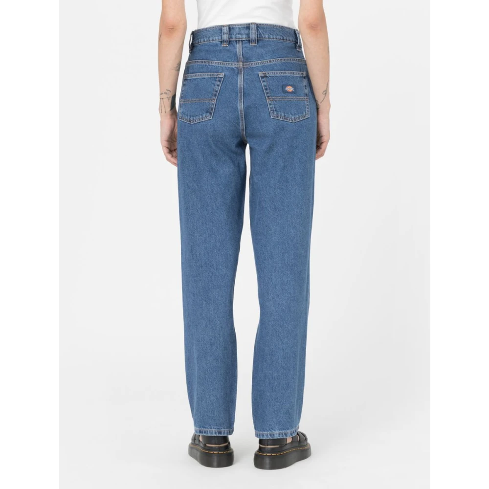 Dickies Klassiek Blauwe High-Waisted Denim Jeans Blue Dames