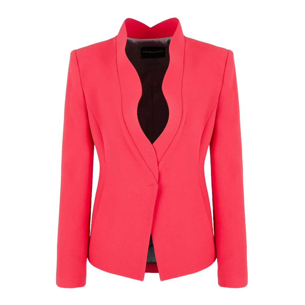 Emporio Armani Cady Crepe Blazer med Formade Revers Red, Dam