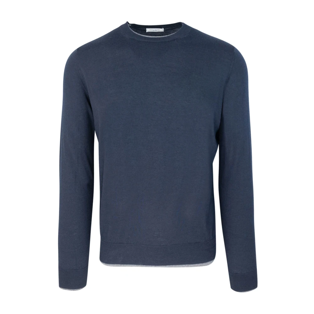 Paolo Pecora Blauwe Crew Neck Sweater Blue Heren