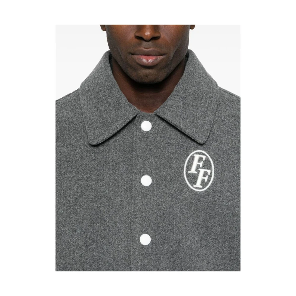 Family First Grijze Melange Logo Geborduurde Jas Gray Heren
