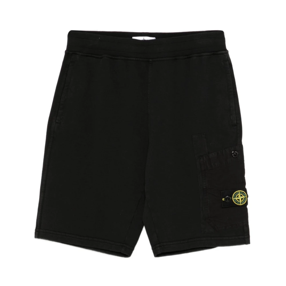 Stone Island Boys Black Shorts, 8 Y, Logo Patch Shorts