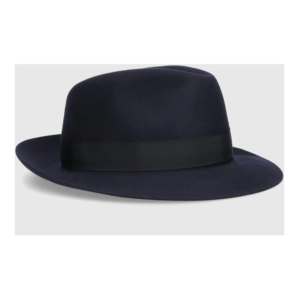Borsalino Lichtgewicht vilten hoed met grosgrain lint Blue Heren