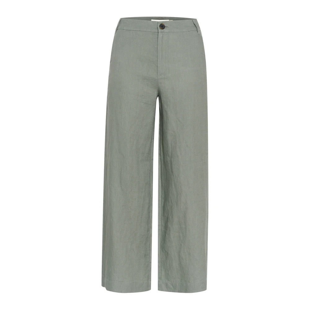 InWear Groene Linnen Broek Met Rechte Pijpen Green Dames