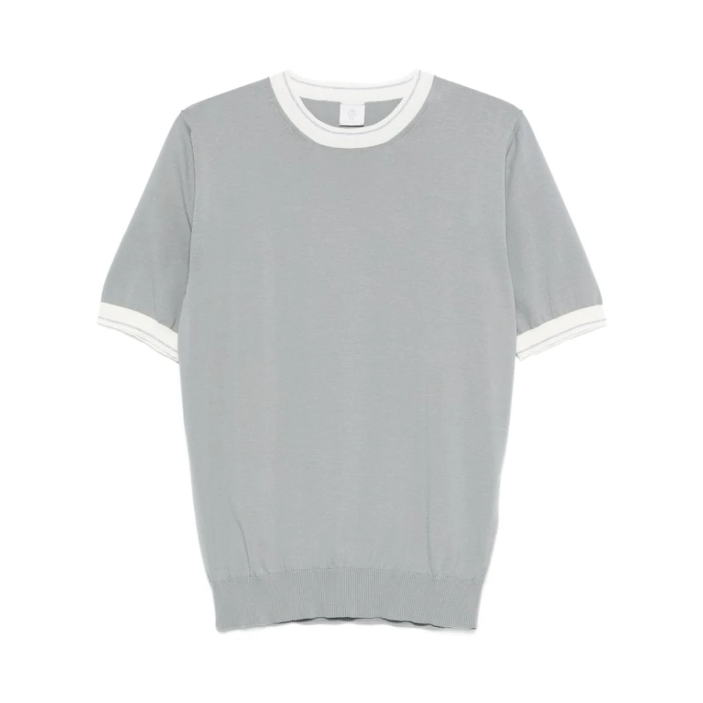Eleventy Mannelijk Grijs Truien & Vesten Heren, L, Katoen, T-Shirt Met Ronde Hals