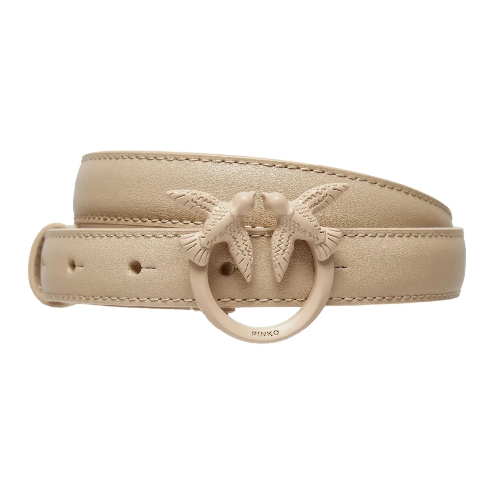 Pinko Women's Beige Belts, Xs, Leather Belt With Unique Design