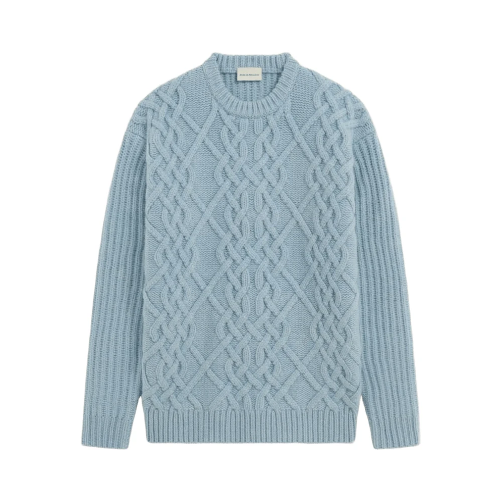 Drole de Monsieur Kabelgebreide Wollen Trui Blue Heren