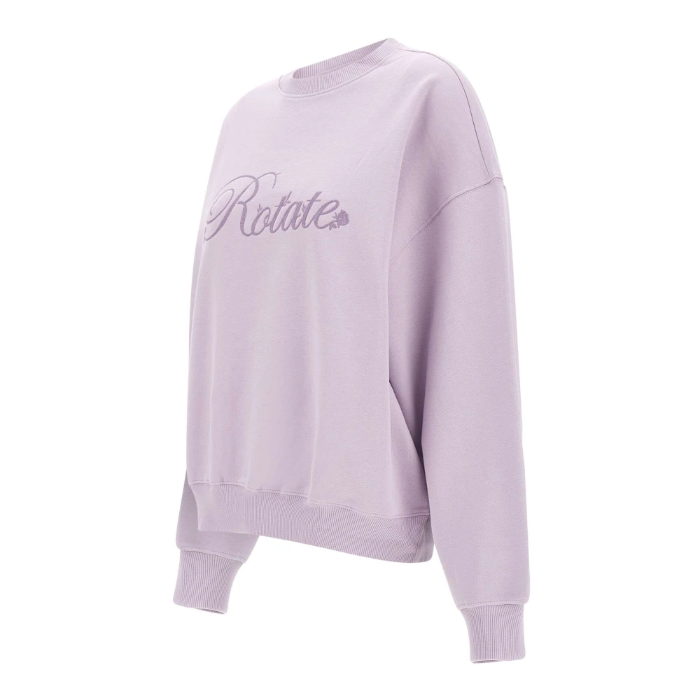 Rotate Birger Christensen Lila Katoenen Sweatshirt met Logo Borduursel Purple Dames