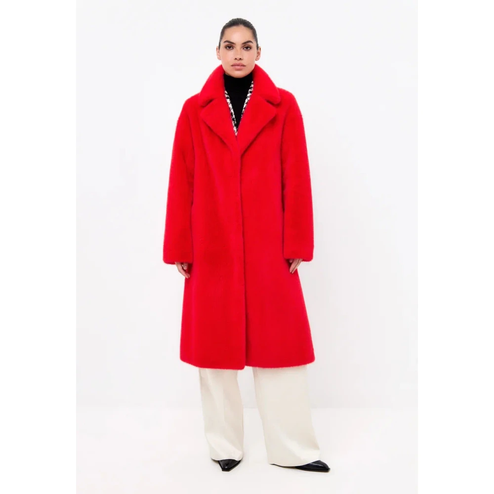 Cesare Gaspari Deluxe Lange Achterprint Jas Liefhebbers Rood Red Dames