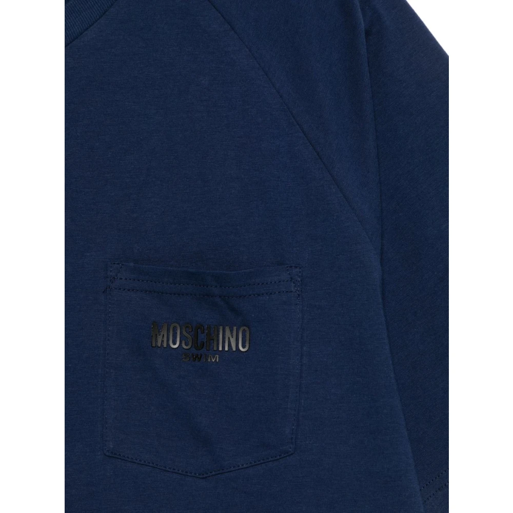Moschino Blauw Patch Pocket Crew Neck T-shirt Blue Heren