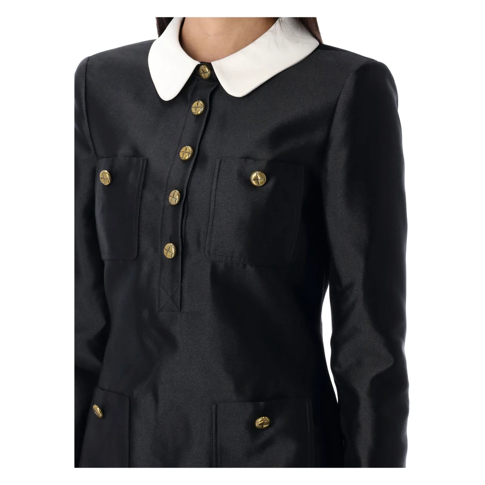 Self Portrait Stijlvolle Mini Jurk met Kraag Detail Black Dames