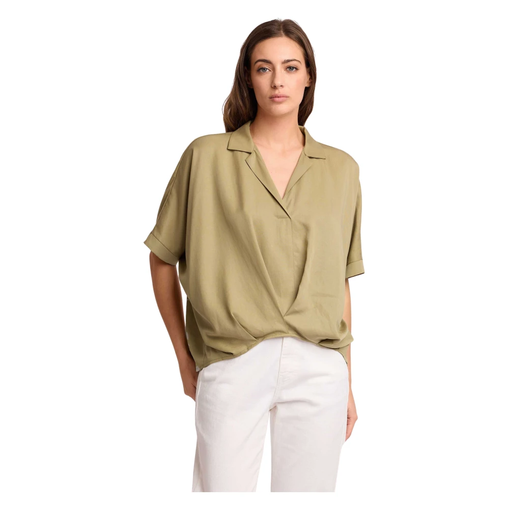 Kocca Women's Green Blouses, Xl, Relaxed Fit Short Sleeve Blouse