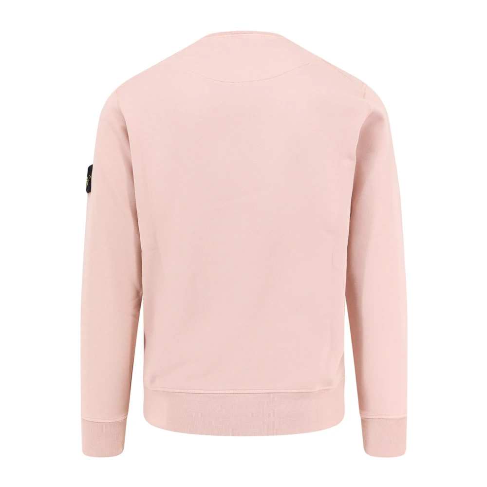 Stone Island Katoenen Crew-neck Sweatshirt met Badge Pink Heren