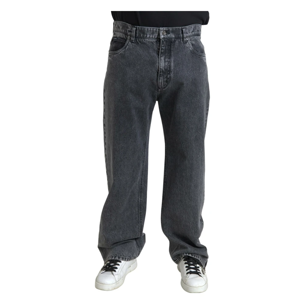 Dolce & Gabbana Donkergrijze Straight Denim Jeans Gray Heren