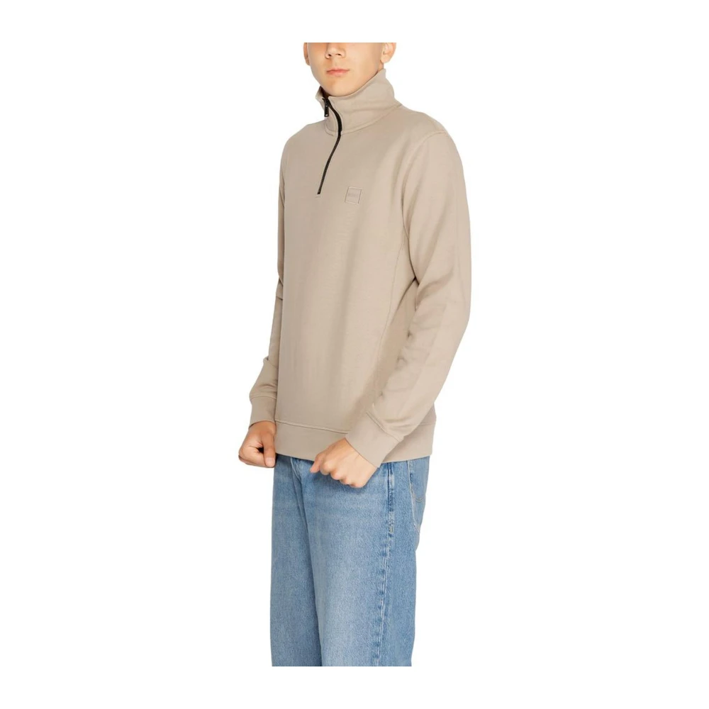 Hugo Boss Katoenen Trui Herfst Winter Collectie Brown Heren