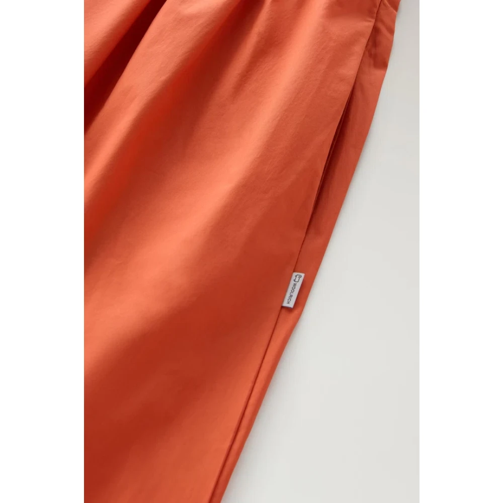 Woolrich Katoenen Popeline Jurk met Wijdvallende Rok Orange Dames