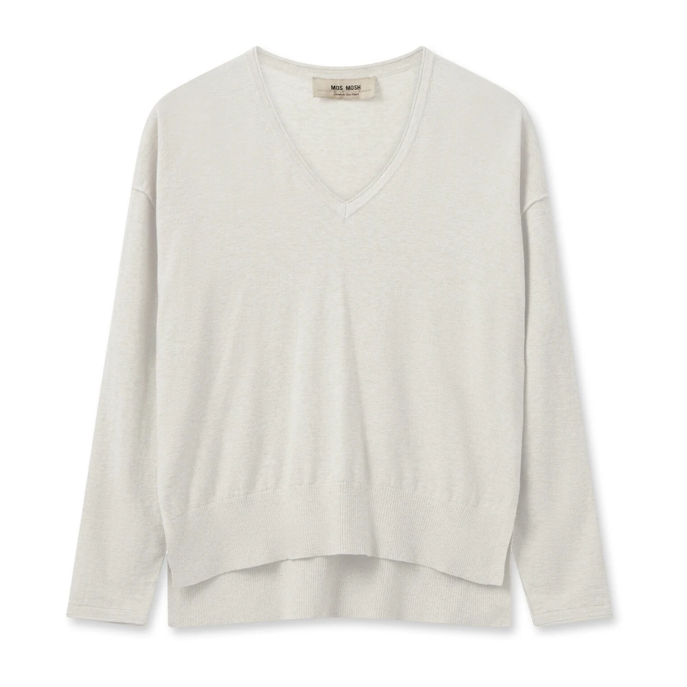 MOS MOSH V-Hals Gebreide Trui Ecru Beige Dames