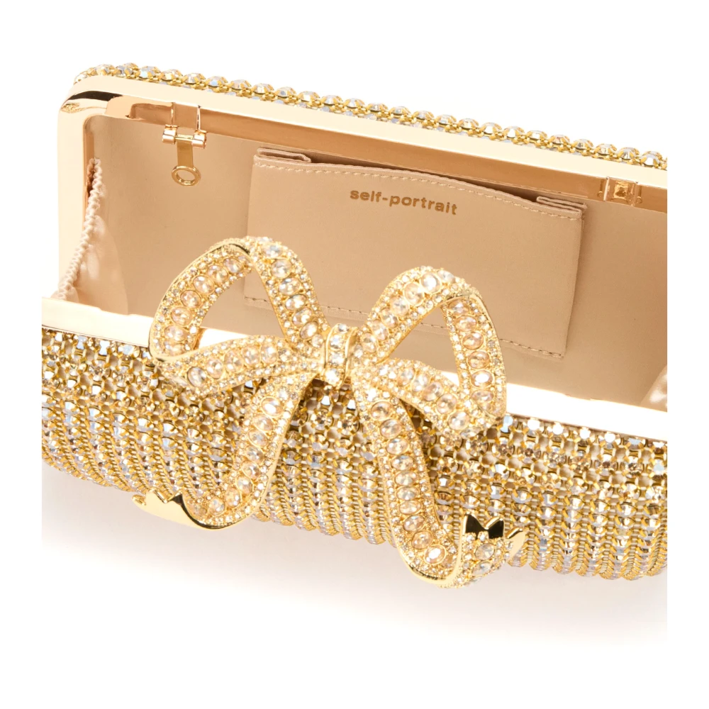 Self Portrait Rhinestone Clutch met Schouderband Yellow Dames