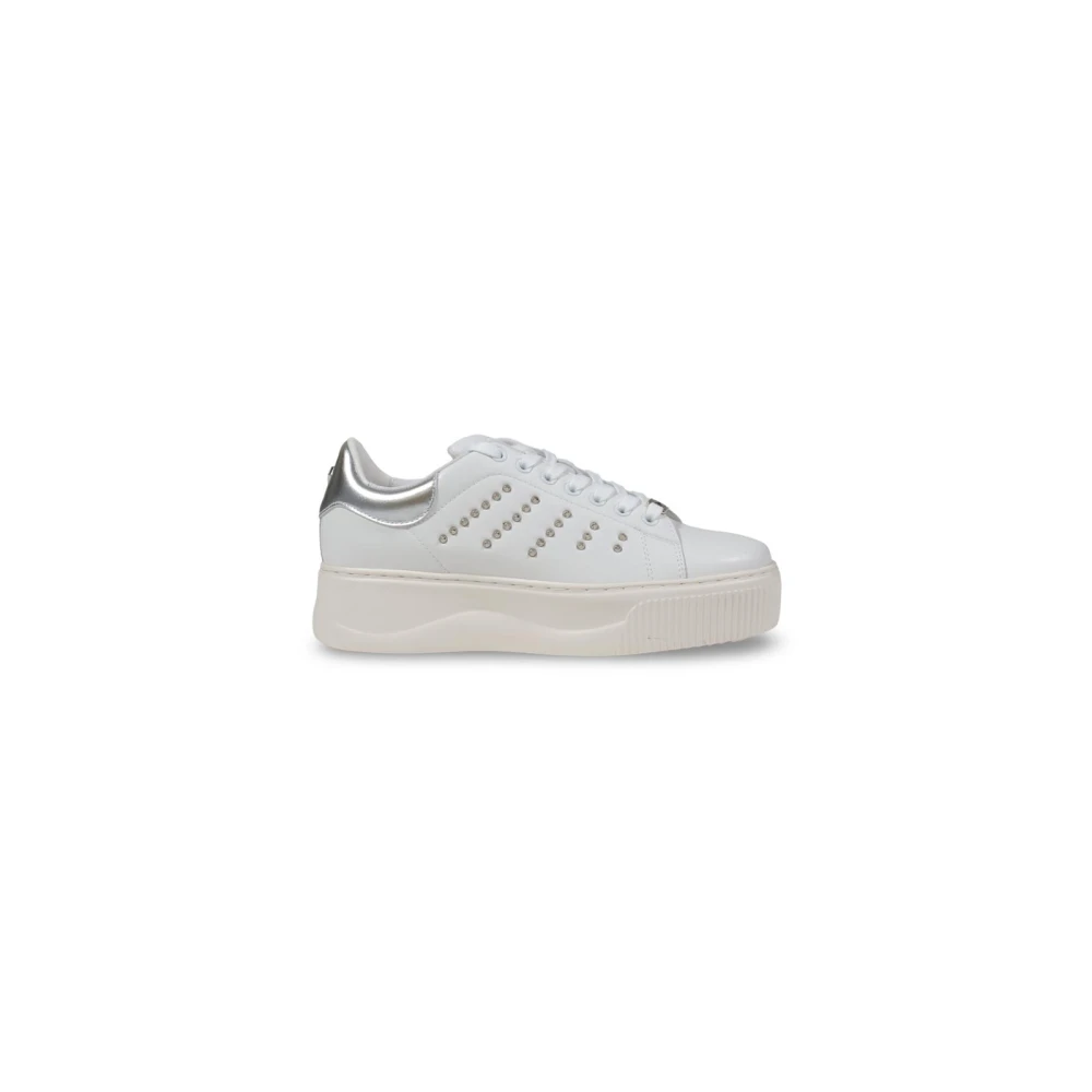 Cult Women's White Sneakers,, Leather Lace-Up Trainers Size 8 Uk
