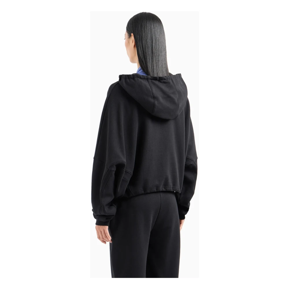 Emporio Armani Zwarte hoodie met logo-accent Black Dames