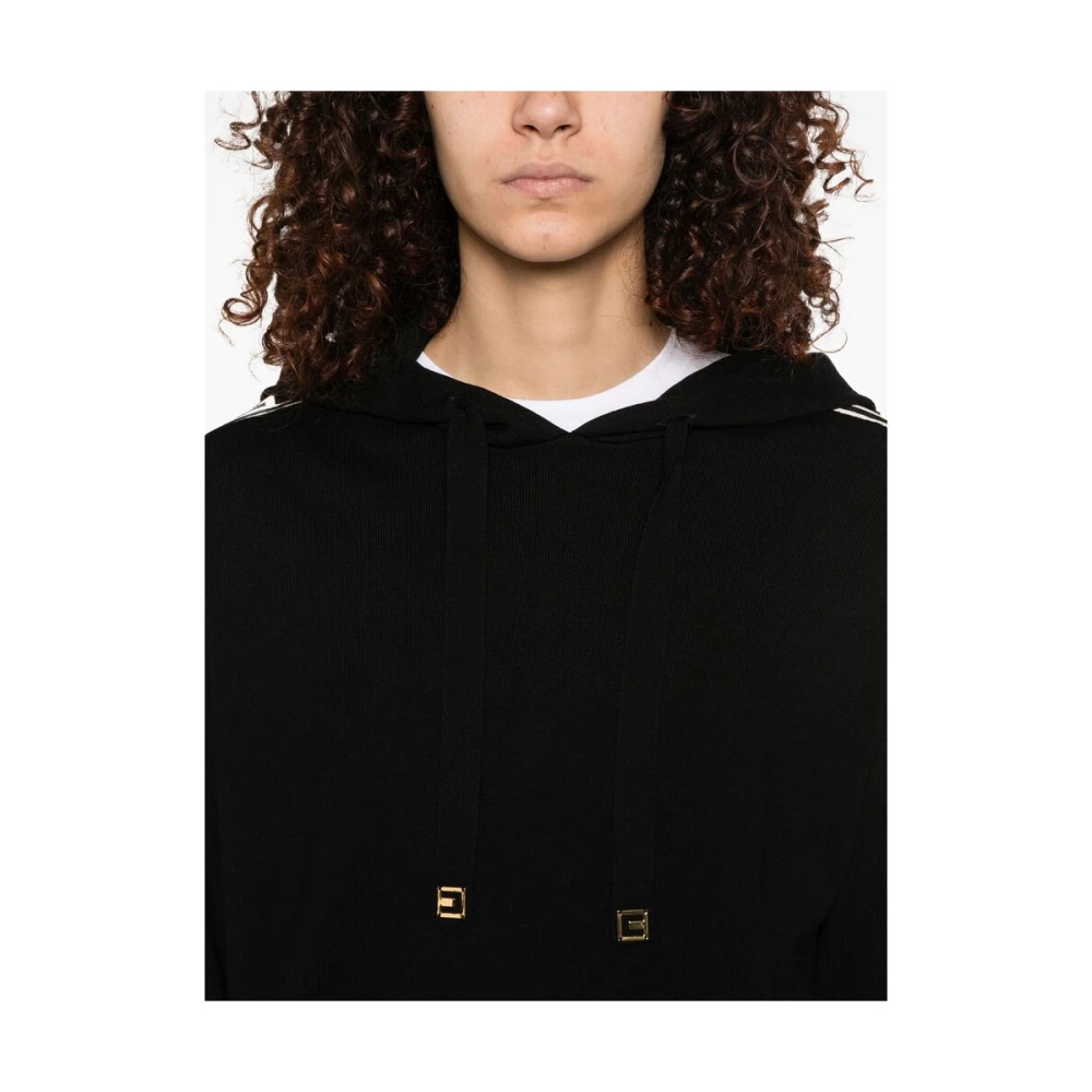 Elisabetta Franchi Zwarte hoodie met logomotief Black Dames