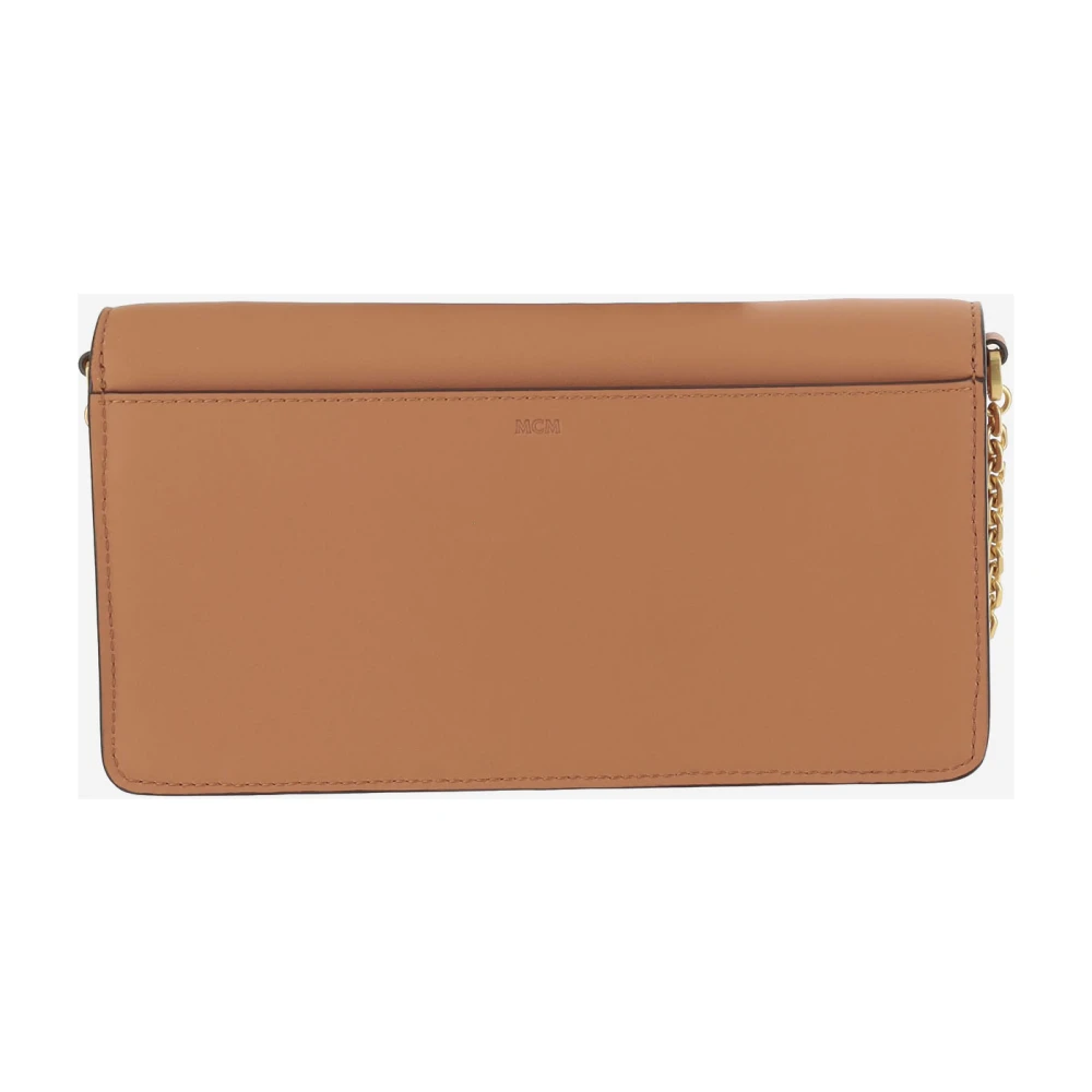 MCM Terracotta Leren Handtas met Reliëf Logo Brown Dames