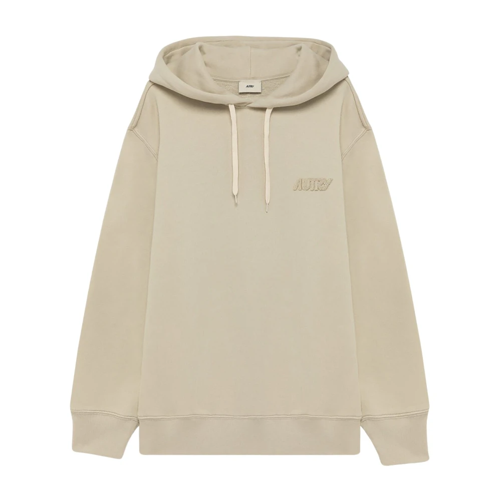 Autry Men's Beige Embroidered Logo Hoodie For
