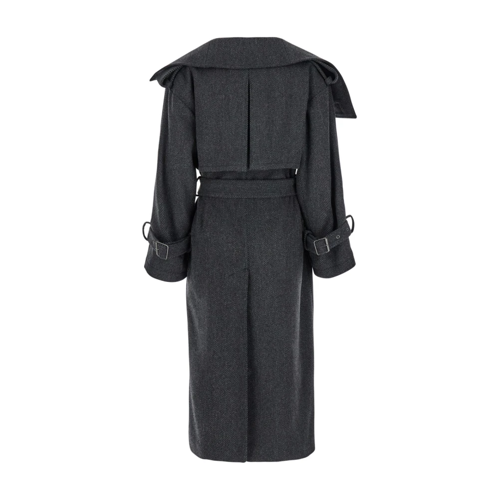 Acne Studios Dubbelbreasted wollen jas zwart Black Dames