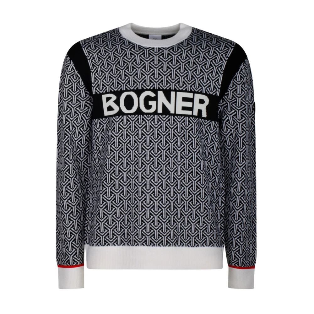 Bogner Contrasterend Patroon Wollen Trui Gray Heren