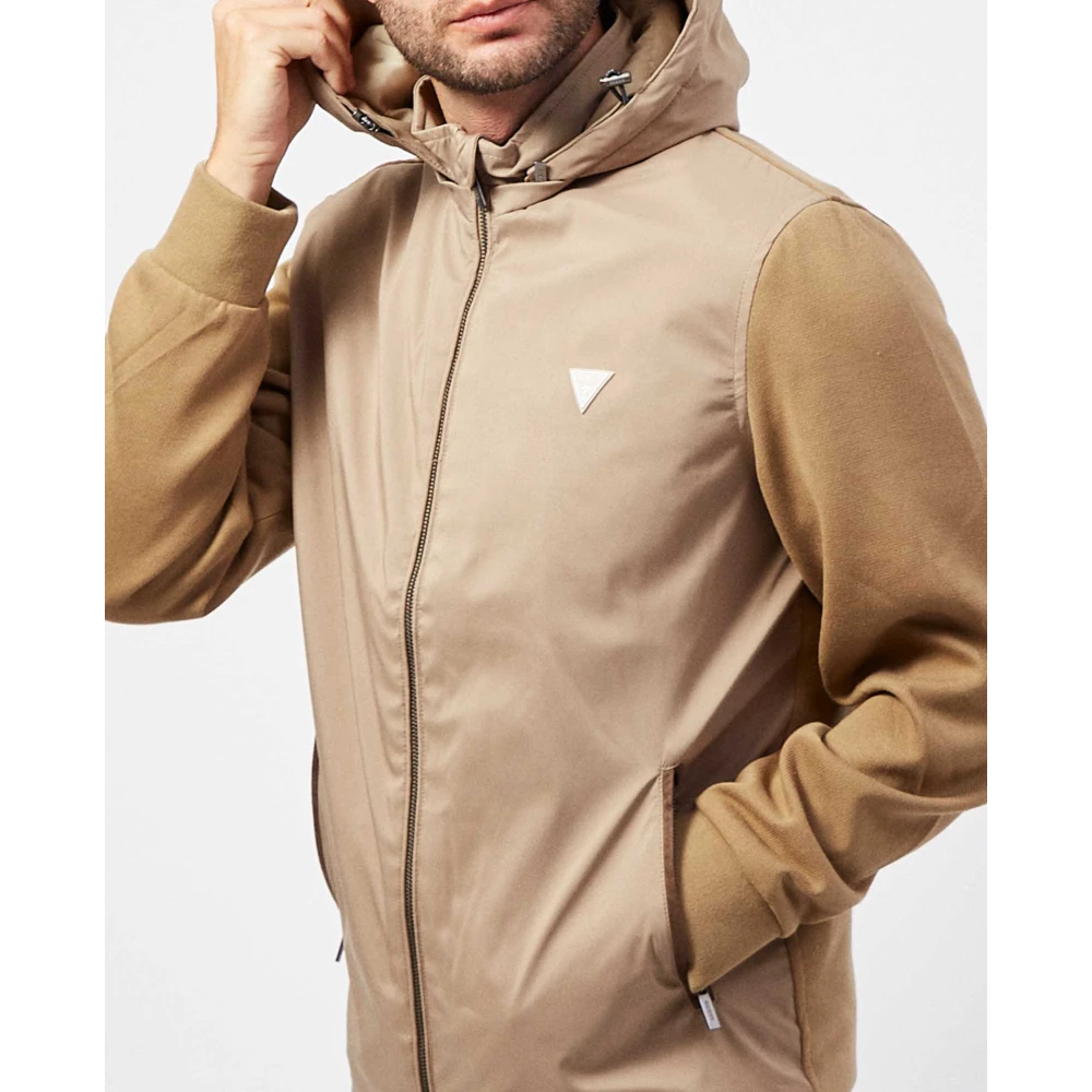 Guess Beige Winddichte Hoodie Jas Beige Heren