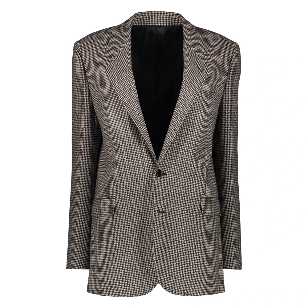 Celine Houndstooth Blazer Revers Kraag Zakken Multicolor Dames