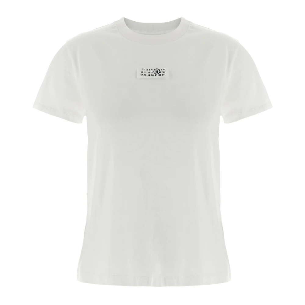 Mm6 Maison Margiela Women's White Numeric Cotton Jersey T-Shirt - T-Shirts - L - Tops