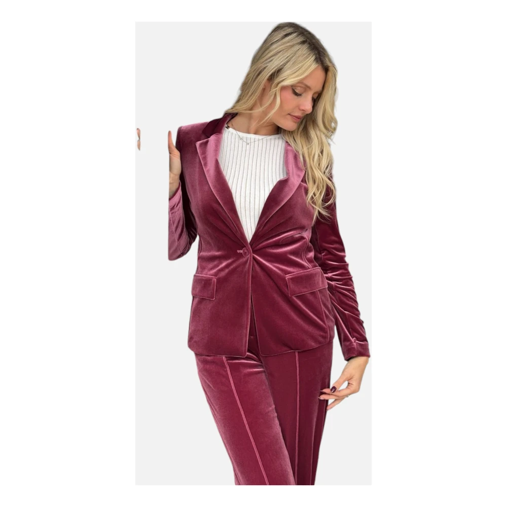 PATRIZIA PEPE Fluweel Essential Jas Purple Dames