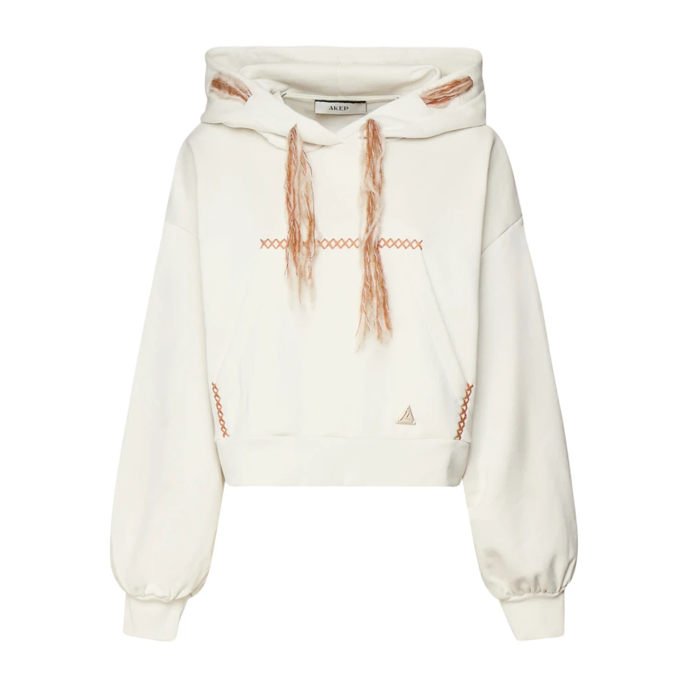 Akep Witte Katoenen Oversized Hoodie White Dames