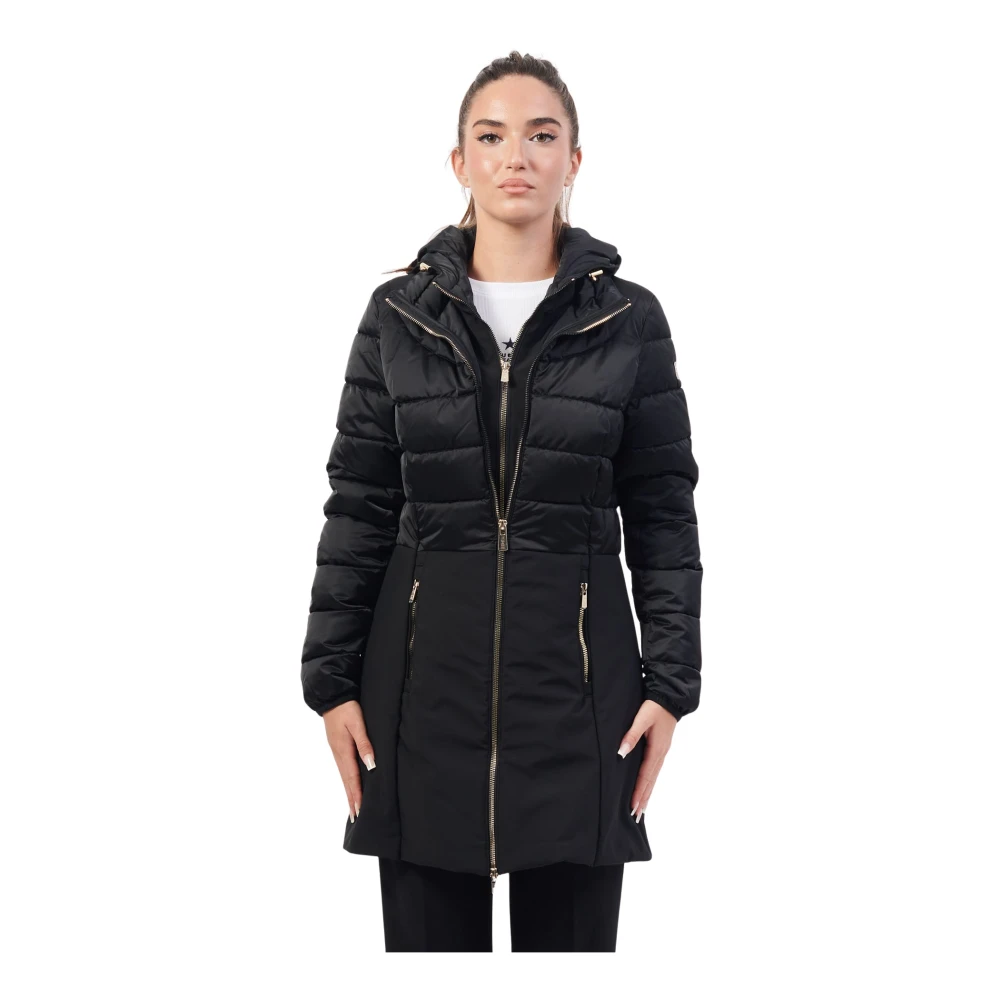 YES ZEE Zwarte gewatteerde jas met capuchon en rits Black Dames