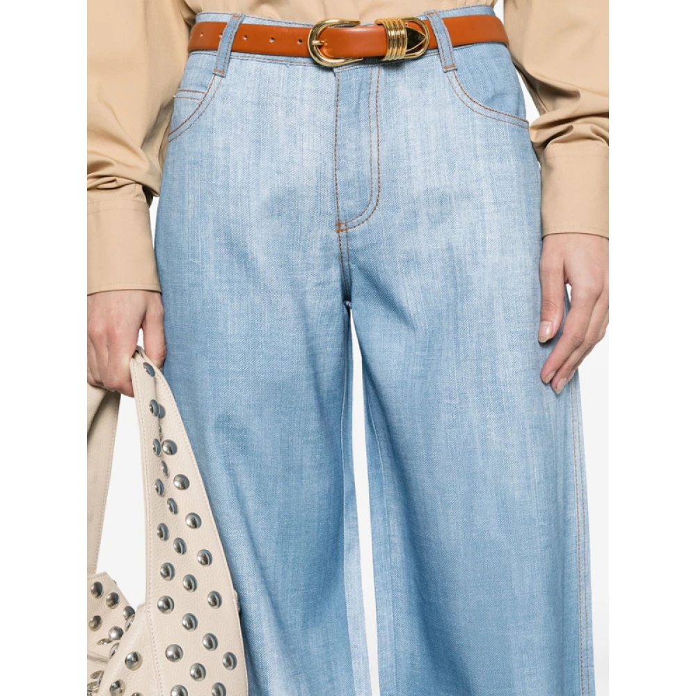 Ermanno Scervino Lichtblauwe Denim Print Broek Blue Dames
