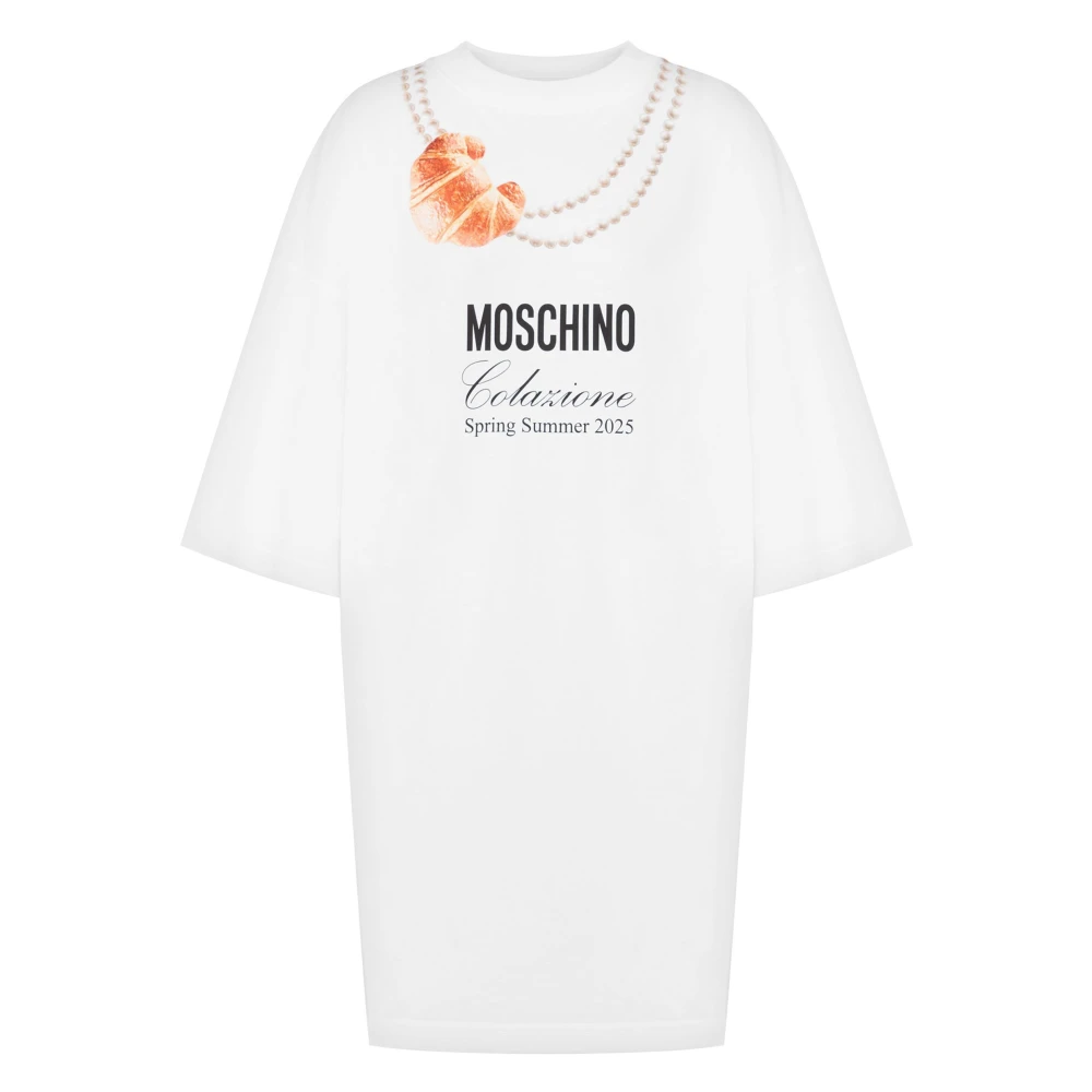 Moschino Witte Jurk met Logoprint White Dames
