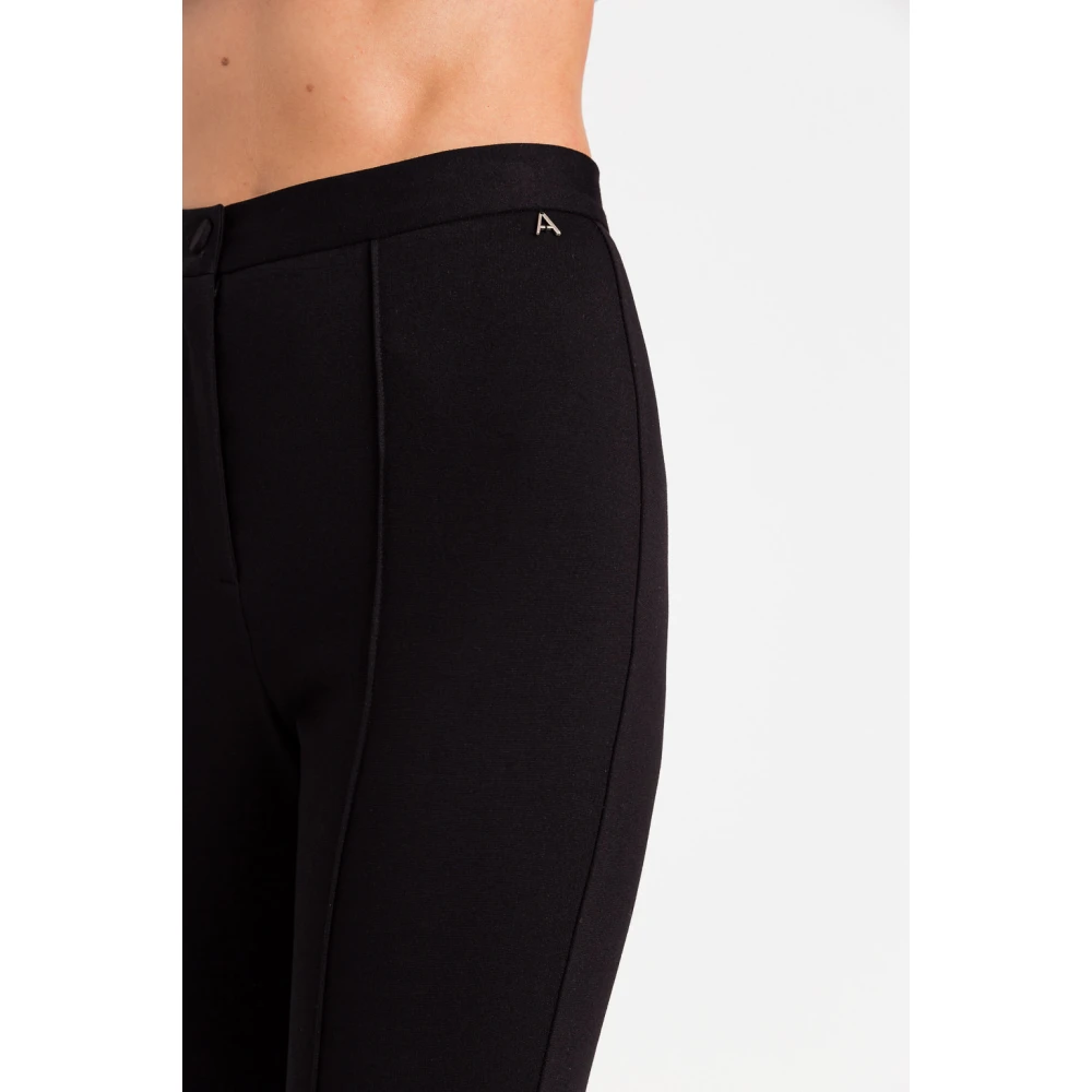 Twinset Hoge Taille Wijde Zwarte Broek Black Dames